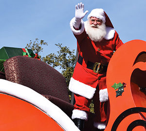 Holiday Events in Bluffton. santa on top of a sleigh