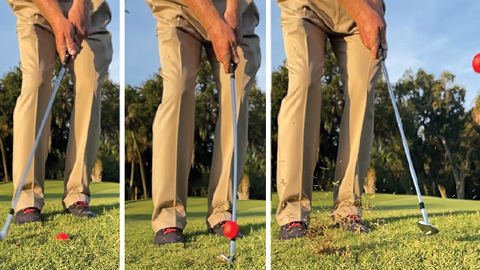 Want a Better Golf. three photos side by side of man golfing
