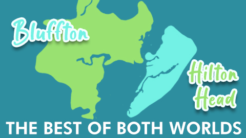 The Difference Between Living in Bluffton and Hilton Head Island. a map graphic