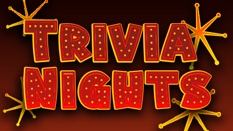Try Trivia Nights in Bluffton. a red yellow and black graphic that says trivia night