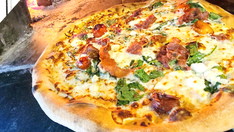 Local Pie New Riverside. a pepperoni and spinach pizza